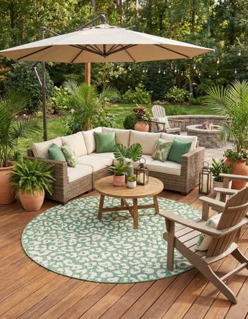 10' x 10' Easy-Clean Safari Indoor / Outdoor Round Rug