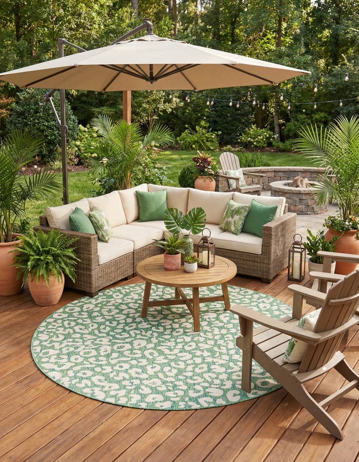 Detail image of 10' x 10'  Washable Safari Indoor / Outdoor Round Rug