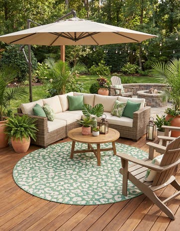 10' x 10' Easy-Clean Safari Indoor / Outdoor Round Rug