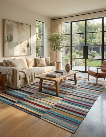 4' 9 x 6' 4 Hand Woven Kilim Modern Wool Rug