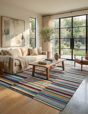 4' 9 x 6' 4 Hand Woven Kilim Modern Wool Rug