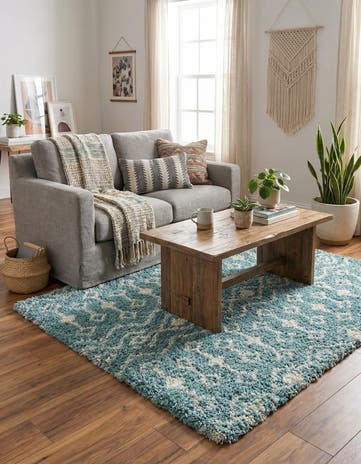 5' 3 x 5' 3 Moroccan Trellis Shag Square Rug