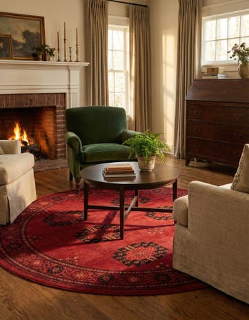 Red Bokhara Round Rug