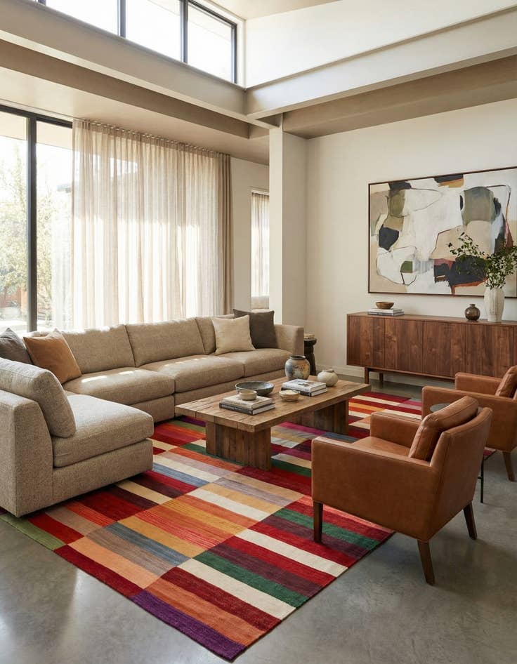 Detail image of 8' 5 x 11' 5  Hand Woven Kilim Modern Wool Rug