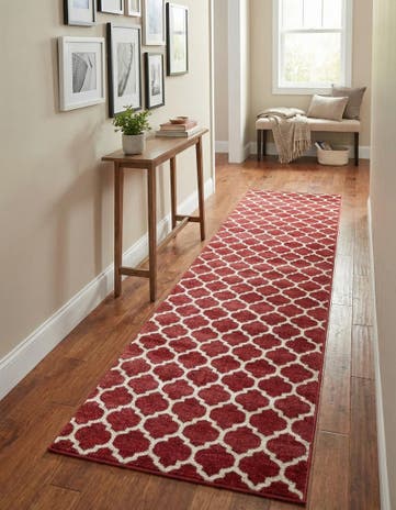 Dark Terracotta Lattice Runner Rug
