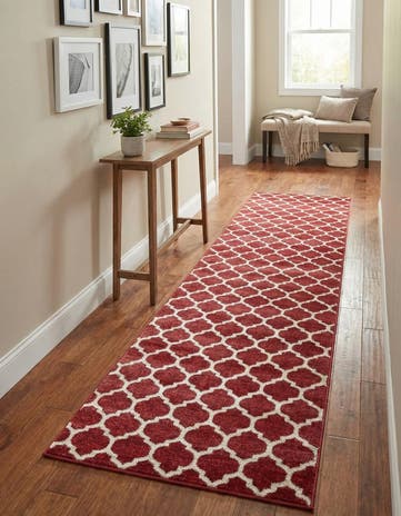 Dark Terracotta Lattice Runner Rug