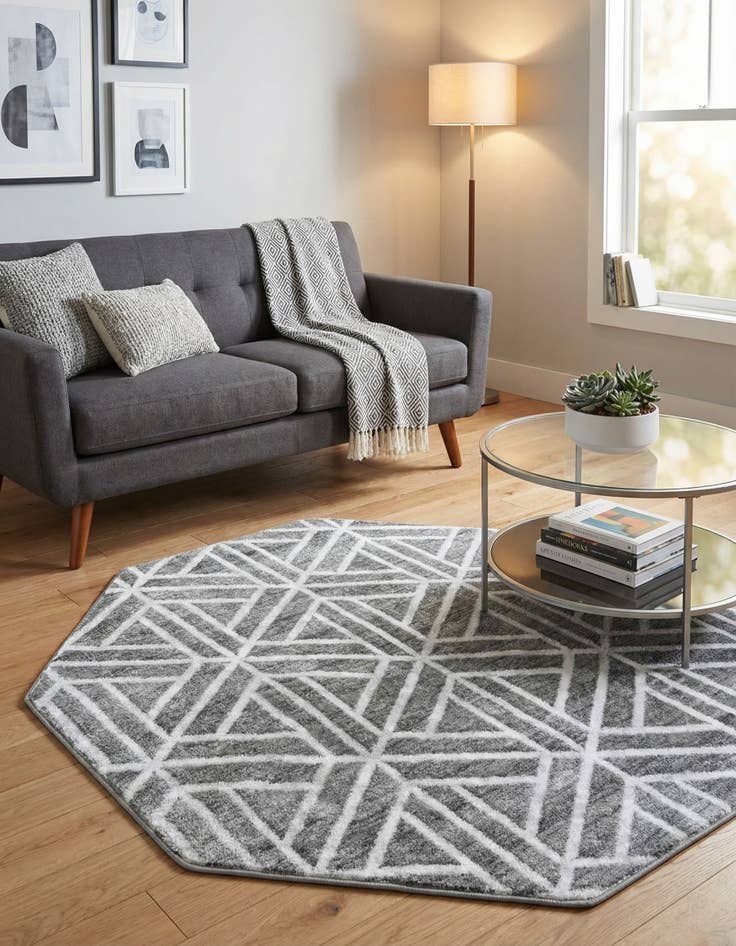 Detail image of  5' 3 x 5' 3 Lattice Trellis Octagon Rug