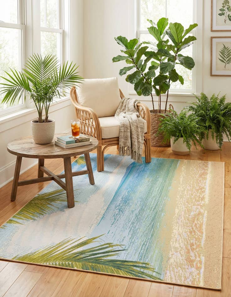 Detail image of  4' x 6'  Washable Coastal Indoor / Outdoor Rug