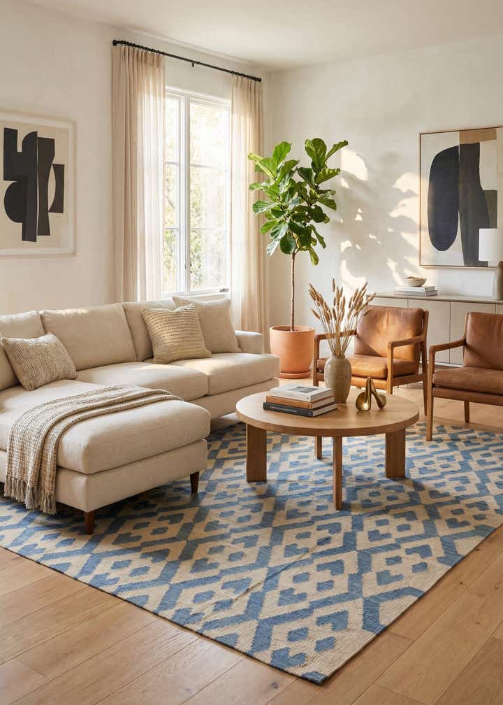 6' 2 x 7' 9 Hand Woven Kilim Modern Wool Rug