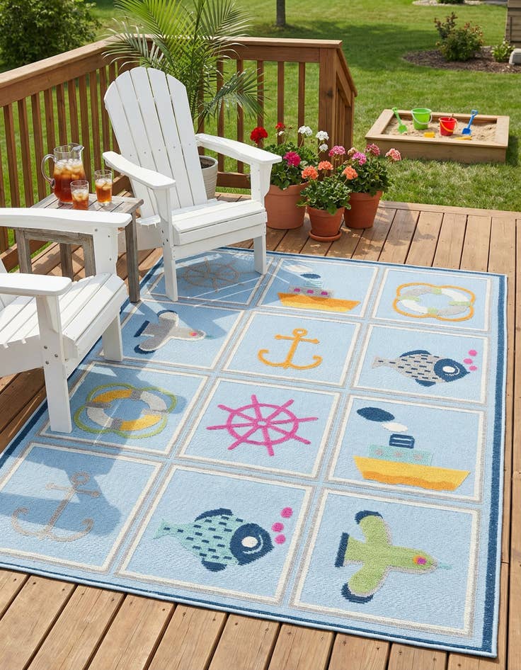 Detail image of  5' 3 x 7' 7  Washable  Indoor / Outdoor Rug