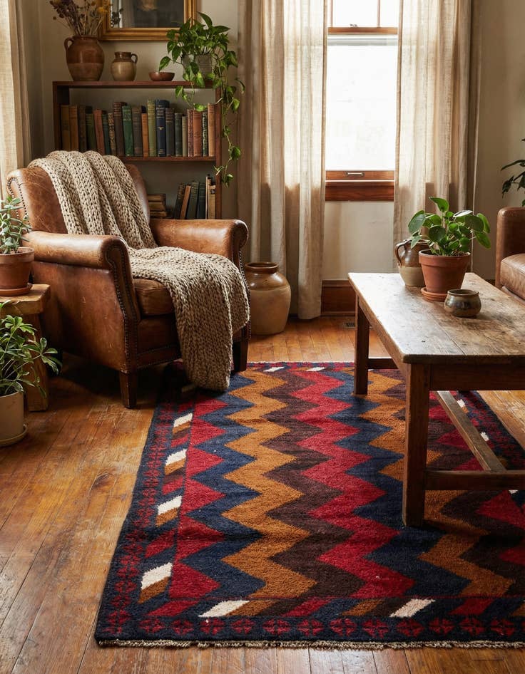 Detail image of  2' 10 x 4' 8  Hand Knotted Balouch Persian Wool Rug