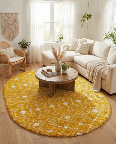 7' 10 x 10' Moroccan Trellis Shag Oval Rug