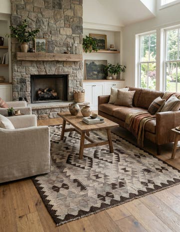 4' 5 x 6' 3 Hand Woven Kilim Maymana Wool Rug