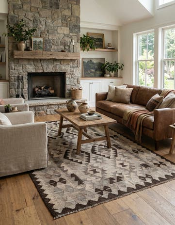 4' 5 x 6' 3 Hand Woven Kilim Maymana Wool Rug