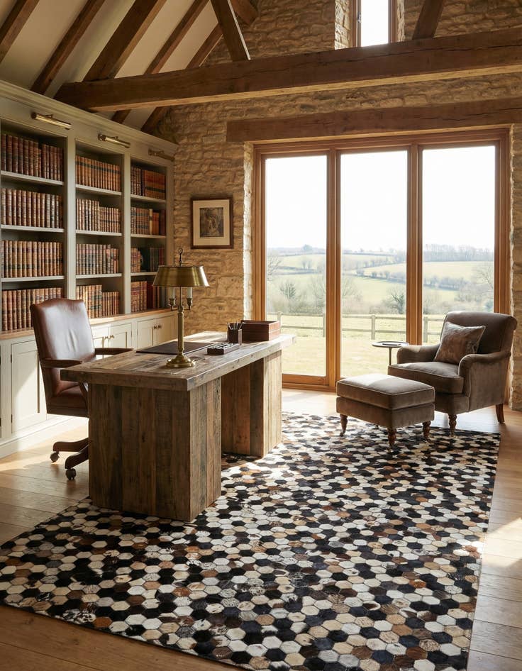 Detail image of 5' 1 x 8' Cowhide - Patchwork Rug