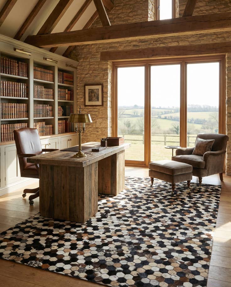 Detail image of 5' 1 x 8' Cowhide - Patchwork Rug