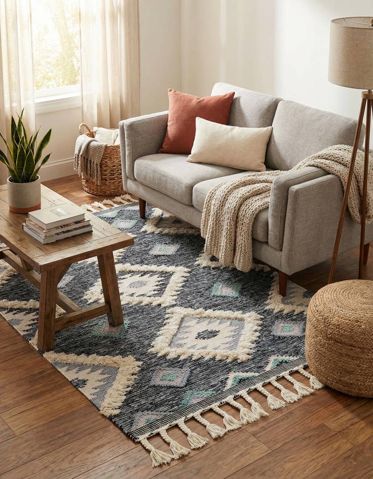 Detail image of  4' 1 x 6' 1  Hand Woven Arizona Wool Rug