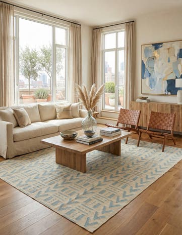 7' x 9' 4 Hand Woven Kilim Modern Wool Rug