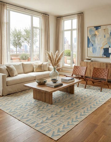 7' x 9' 4 Hand Woven Kilim Modern Wool Rug