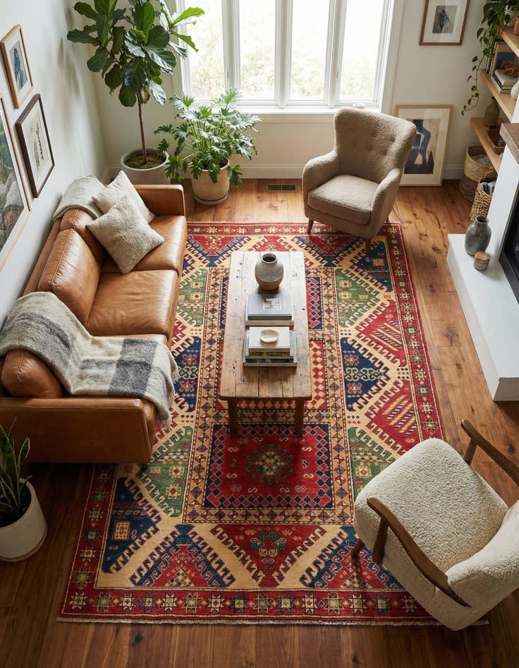 Detail image of  5' 8 x 7' 10  Hand Knotted Kazak Rug