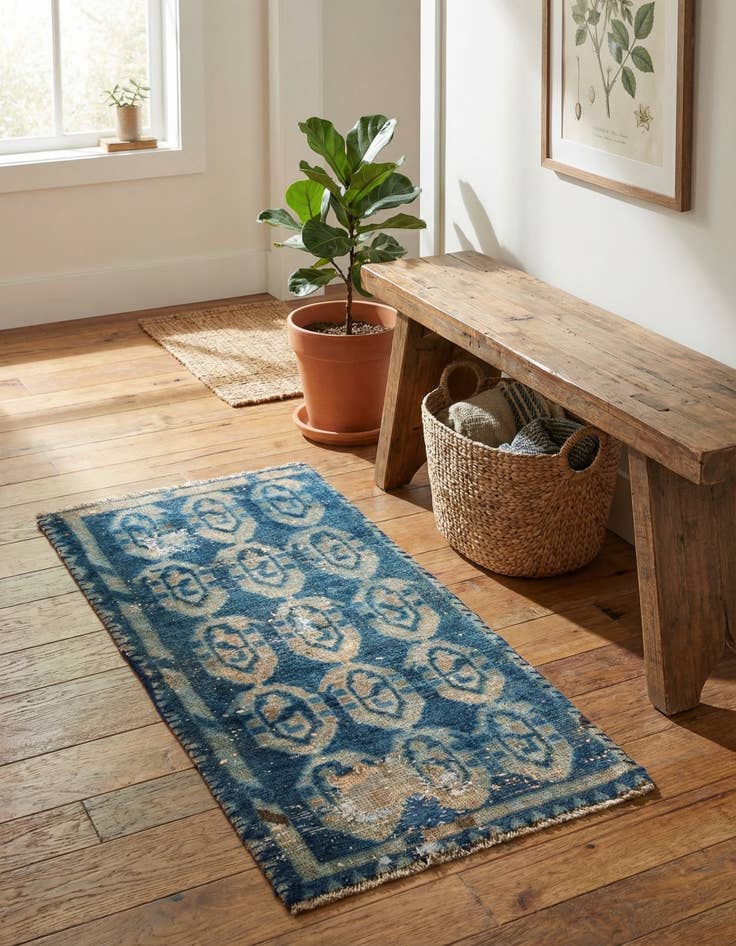 Detail image of 1' 5 x 3'  Hand Knotted Ultra Vintage Persian Wool Runner Rug