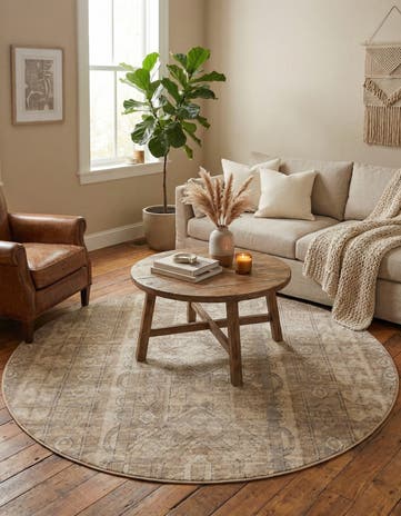 Ivory Oregon Round Rug
