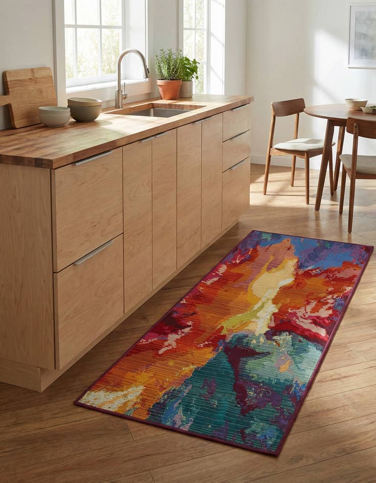 Detail image of 2' x 4'  Washable Modern Indoor / Outdoor Runner Rug