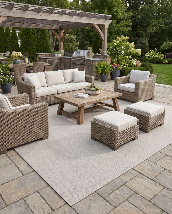 13' x 13' Easy-Clean Checkered Indoor / Outdoor Square Rug