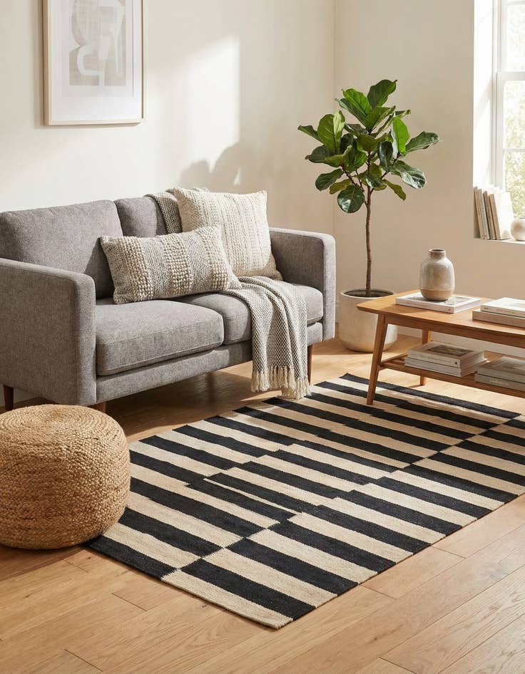 Detail image of 2' 7 x 3' 11  Hand Woven Kilim Modern Wool Rug