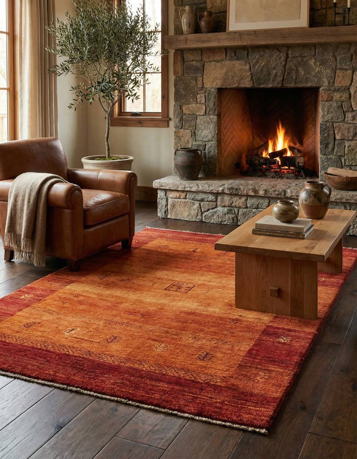 Detail image of  5' x 6' 4  Hand Knotted Gabbeh Shouli Persian Wool Rug