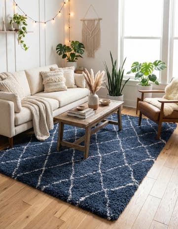 Navy Blue Moroccan Shag Rug