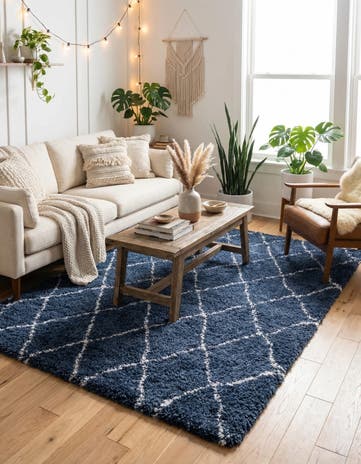 Navy Blue Moroccan Shag Rug