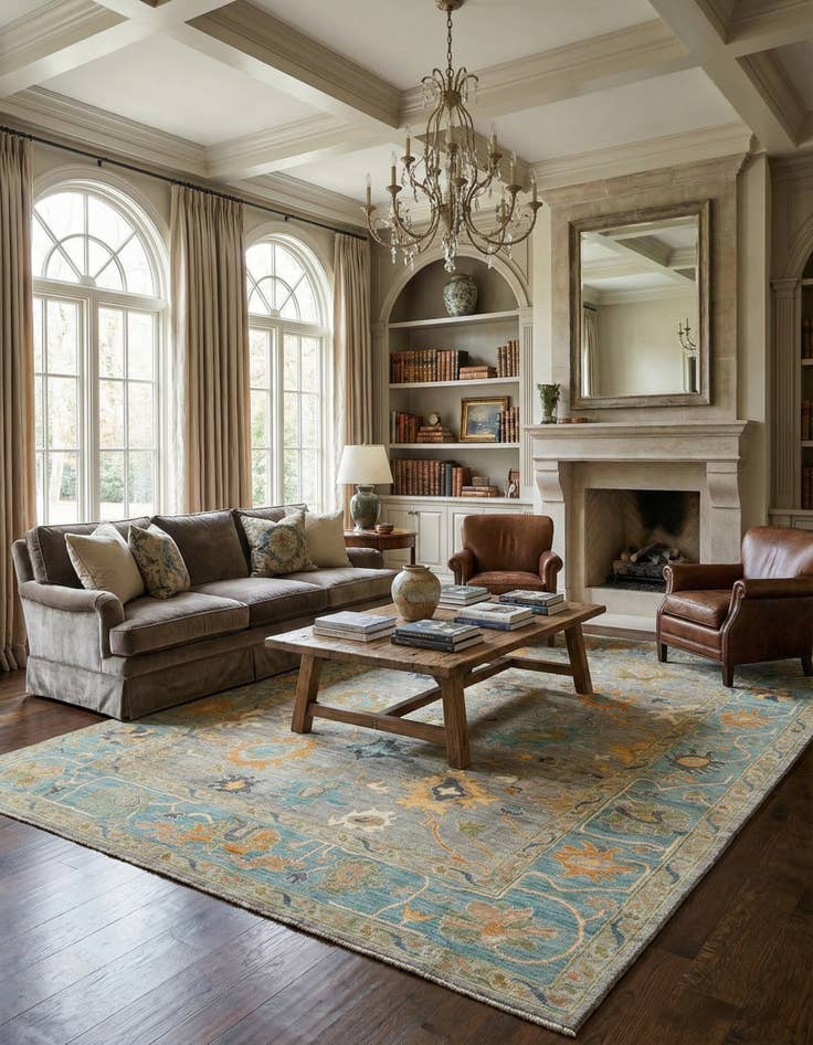 Detail image of 9' 1 x 11' 9  Hand Knotted Oushak Rug