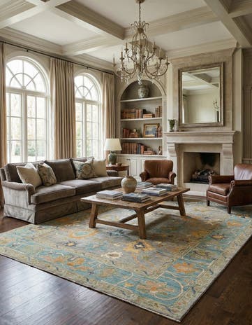 9' 1 x 11' 9 Hand Knotted Oushak Rug