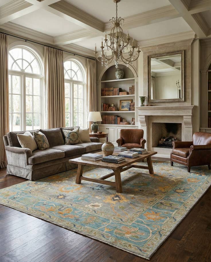 Detail image of 9' 1 x 11' 9 Hand Knotted Oushak Rug