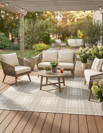 10' x 10' Easy-Clean Checkered Indoor / Outdoor Square Rug