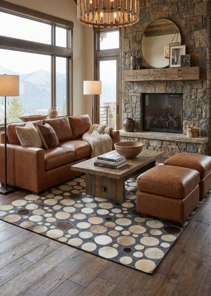 5' x 7' 10 Cowhide Leather Rug