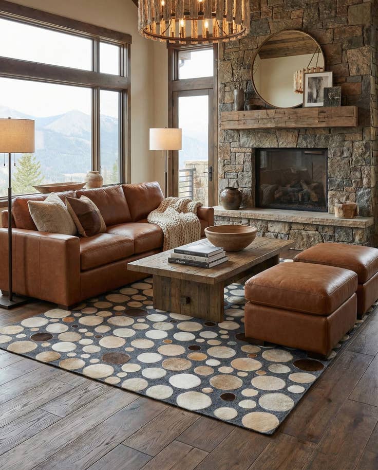 Detail image of 5' x 7' 10 Cowhide Leather Rug