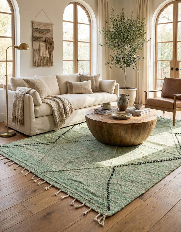 Detail image of 6' 6 x 10'  Hand Knotted Moroccan Wool Rug