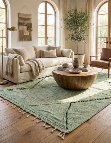 6' 6 x 10' Hand Knotted Moroccan Wool Rug