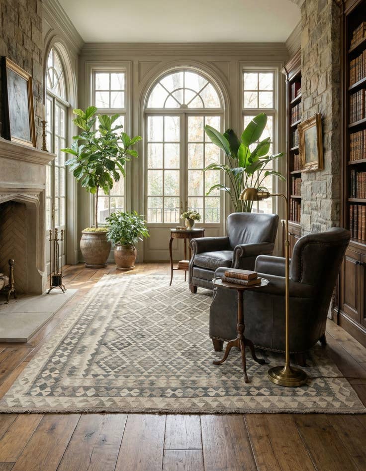 Detail image of 6' 8 x 9' 10  Hand Woven Kilim Maymana Wool Rug