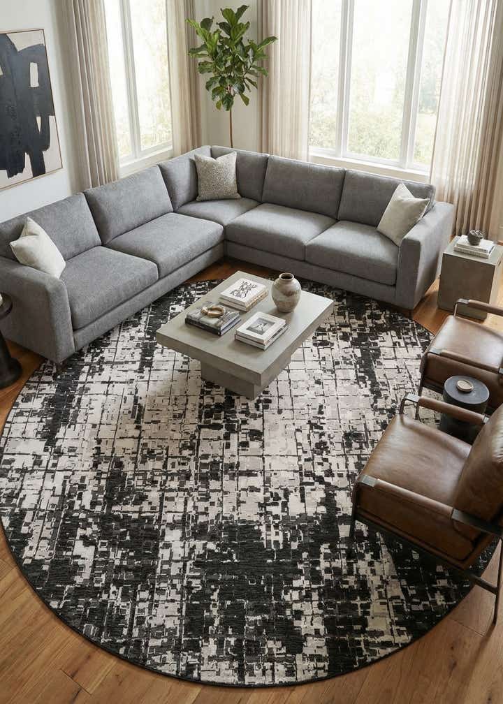 13' x 13' Easy-Clean Modern Indoor / Outdoor Round Rug
