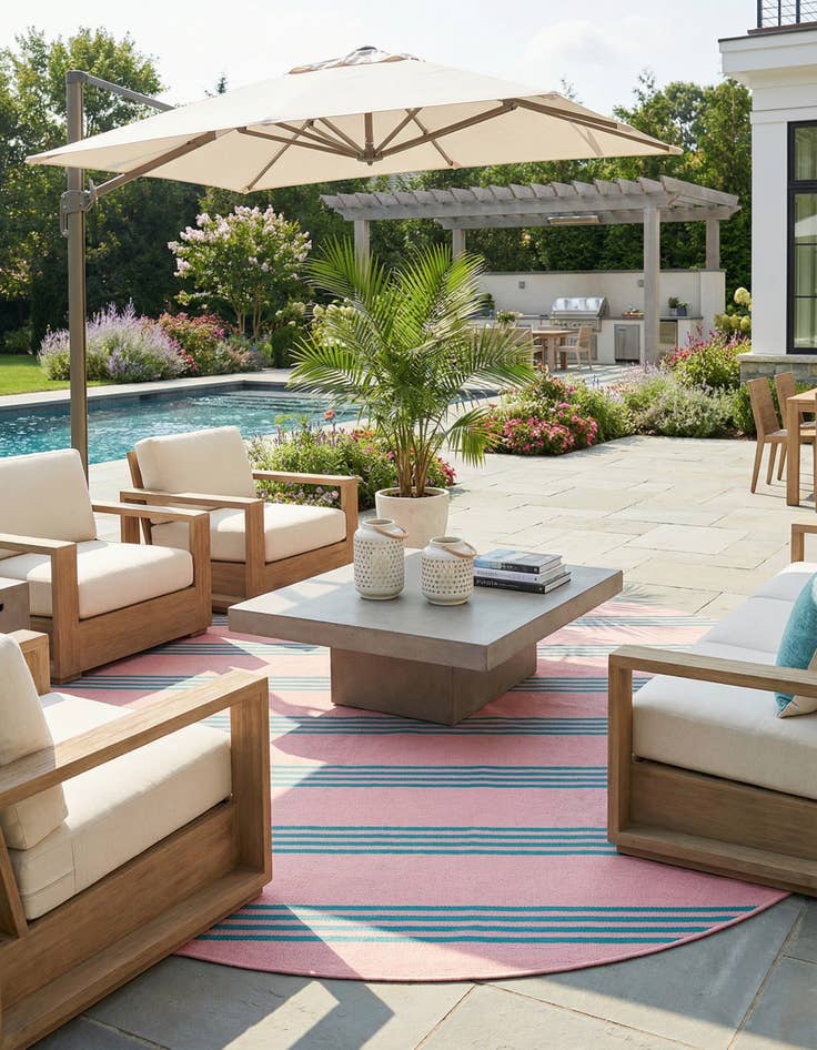 Detail image of 13' x 13'  Washable Jill Zarin Anguilla Indoor / Outdoor Round Rug