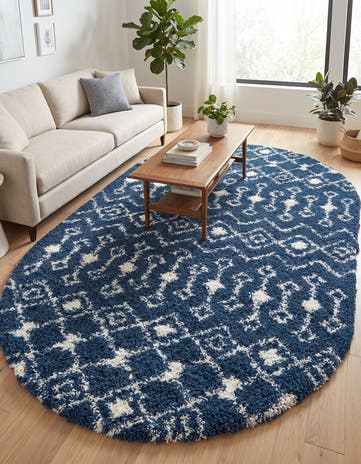 6' x 9' Moroccan Trellis Shag Oval Rug