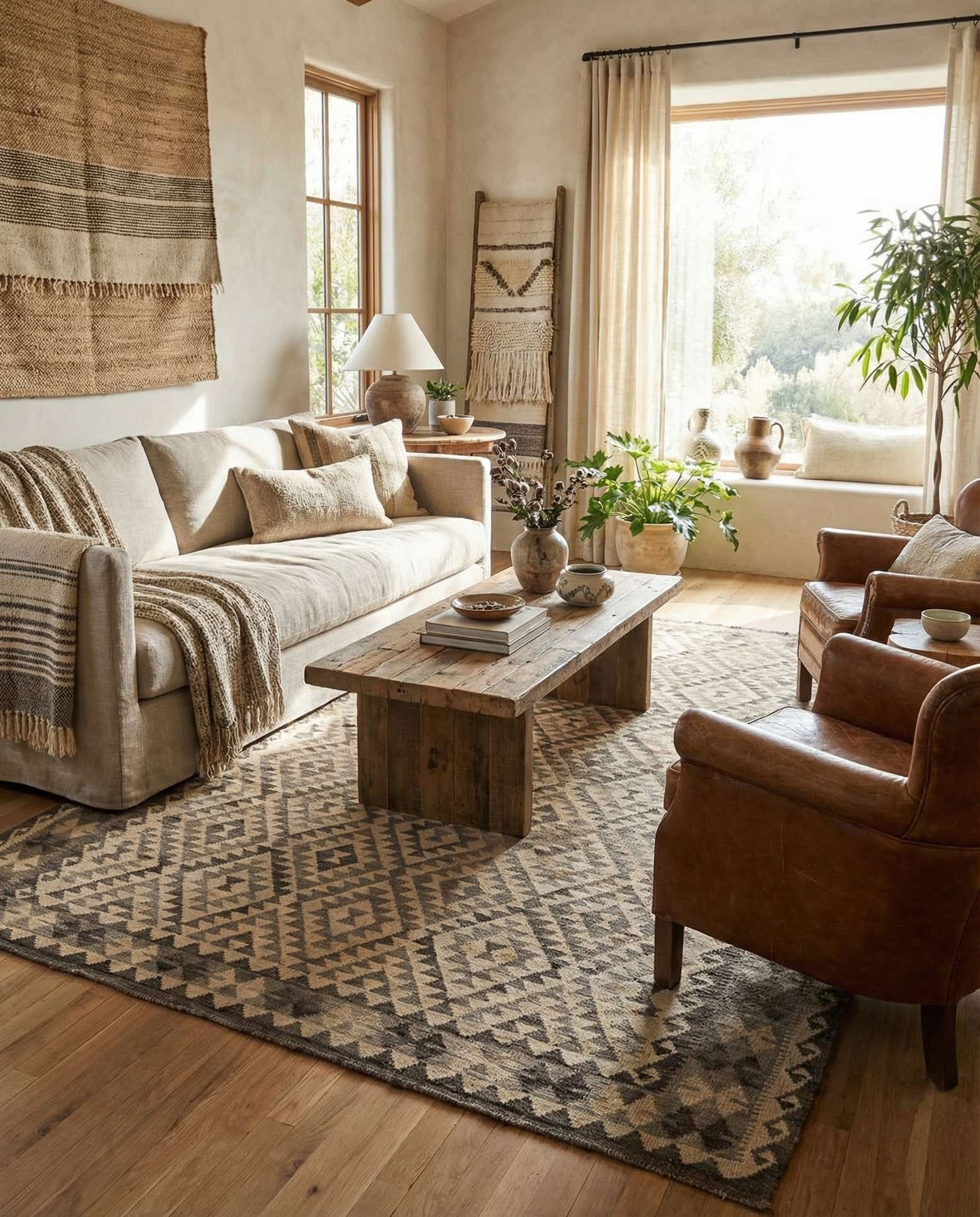 6' 11 x 9' 10 Hand Woven Kilim Maymana Wool Rug