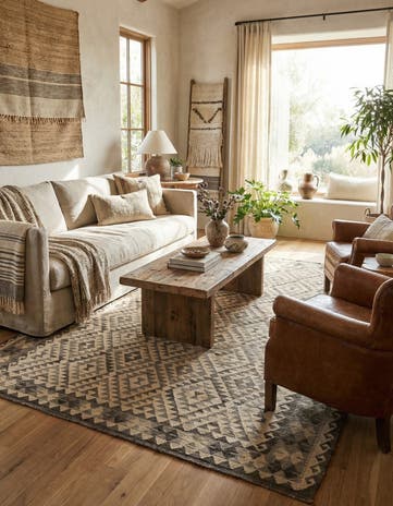 6' 11 x 9' 10 Hand Woven Kilim Maymana Wool Rug