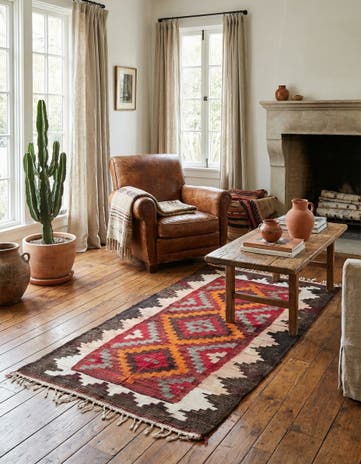3' 7 x 7' Hand Woven Kilim Fars Wool Rug