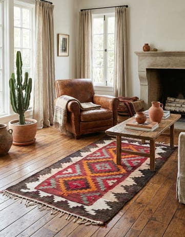 3' 7 x 7' Hand Woven Kilim Fars Wool Rug