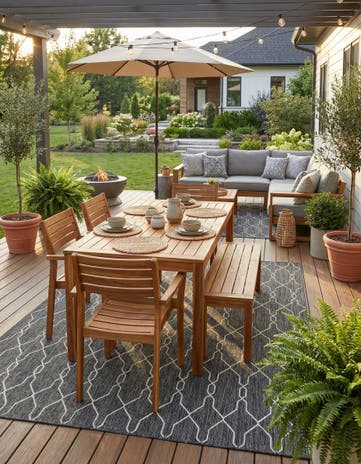 7' 10 x 11' Easy-Clean Lattice Indoor / Outdoor Rug