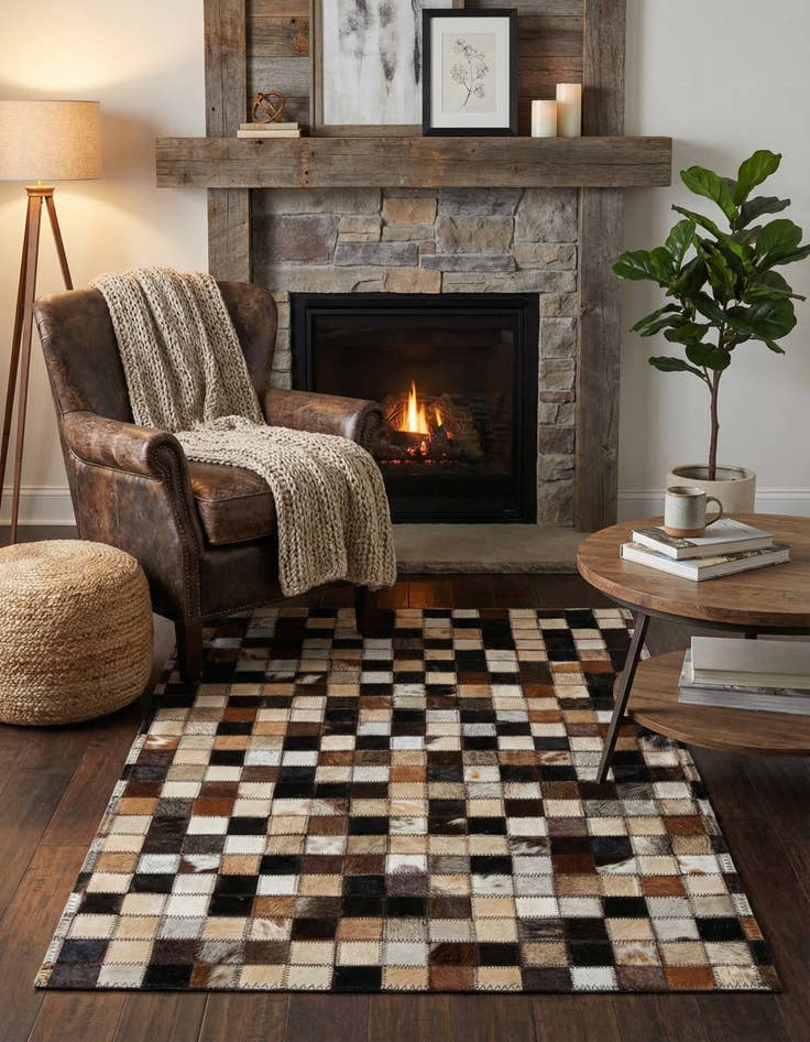 Detail image of  2' x 3' Cowhide Leather Rug